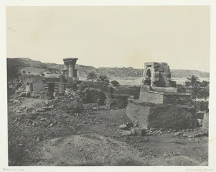 Dorp en tempel van het eiland Béghé, ten westen van Philoe, Nubië, 1849-51, gedrukt 1852