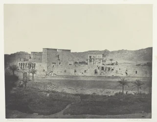 Gezicht vanaf het eiland Beghé, West, Philoe; Nubië, plaat 68 uit het album "Egypte, Nubie, Palestina et Syrie" (1852)