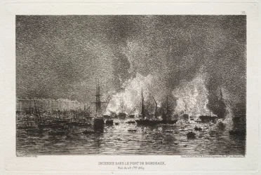 Brand in de Haven van Bordeaux