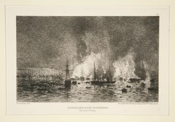 Brand in de haven van Bordeaux