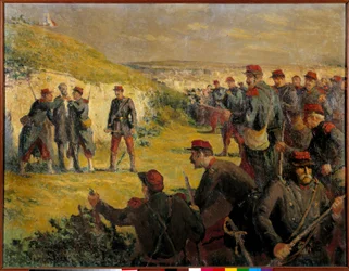 Commune van Parijs: Dood van Eugene Varlin (1839-1871) neergeschoten door de Versaillais op 28/05/1871.