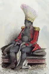 Koning Temoana op het eiland Nuka-Hiva gekleed in het uniform van een Franse kolonel, c.1841-48