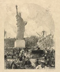 Vrijheid die de wereld verlicht, aangeboden aan de stad Parijs door de Amerikanen
