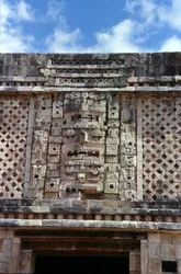 Houtsnijwerk detail van het Oostgebouw van de Nunnery Quadrangle, Late Classic Maya (c.700-900 AD)