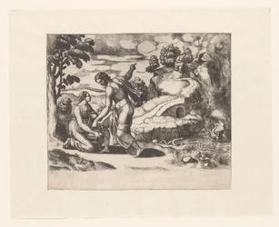 Venus stuurt Psyche naar een bron bewaakt door draken