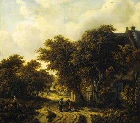 Duits: Landschaft mit Wirtshaus Landschap met een herberg