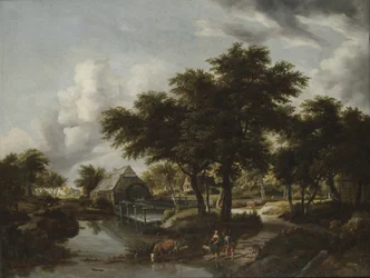 Boslandschap met een watermolen