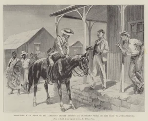 Bode met nieuws over de nederlaag van Dr. Jameson rustend bij Chapman