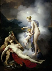 Venus giet een balsem op de wond van Aeneas