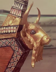 Hoofd van een stier, decoratie van een harp, 2800-2300 v.Chr.