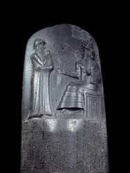 Mesopotamië: stèle in dioriet van de Wetten van Hammurabi