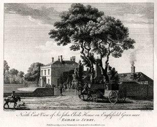 Noordoostelijk Uitzicht op het Huis van Sir John Elvils op Englefield Green bij Egham in Surry, 1775
