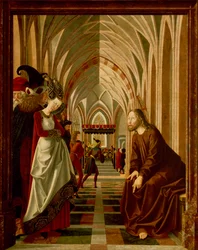 Christus en de overspelige vrouw, paneel van Verhalen van Christus, St Wolfgang Altaarstuk