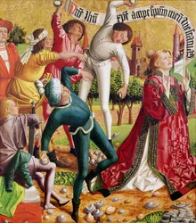 De steniging van Sint-Stefanus, van het altaarstuk van Sint-Stefanus, ca. 1470