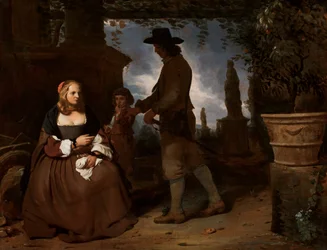 Een jong stel en een jongen in een tuin, c. 1650