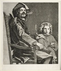 Man die een pijp rookt en een kleine jongen, ca. 1660