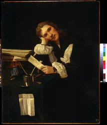 Portret van een jonge man, zelfportret, schilderij van Michiel Sweerts (1618-1664), olie op doek