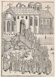 Christus begroet een Pelgrim