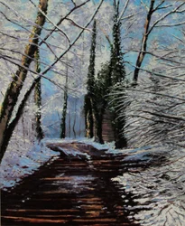 chemin de neige (olieverfschilderij)