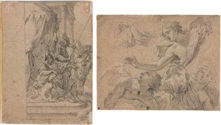 Studies van engelen (recto); Panthea voor Cyrus? (verso)