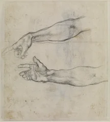 Studies van een uitgestrekte arm voor het fresco 
