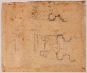 Architecturale elevatie en plandetails van San Giovanni dei Fiorentini