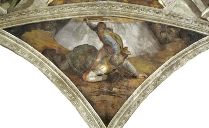 David en Goliath, plafond van de Sixtijnse Kapel in het Vaticaan, 1508-1512
