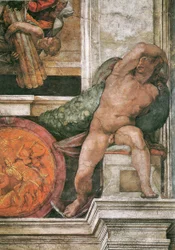 Detail van het plafond van de Sixtijnse Kapel in het Vaticaan, 1508-1512