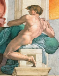 Ignudo Sixtijnse Kapel plafond in het Vaticaan, 1508-1512