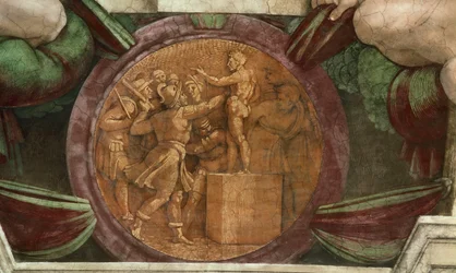 Medaille vertegenwoordigt de Vernietiging van het Standbeeld van de God Baal..., 1508-1512