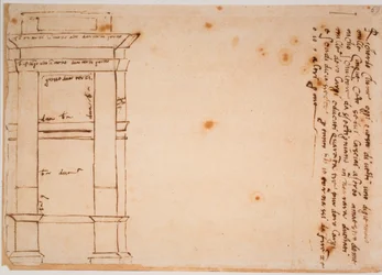 Zijaanzicht van het graf van Julius II, autograaf aandenken