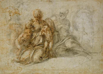 De ontmoeting van de jonge Sint Jan de Doper met de Heilige Familie vergezeld door engelen: De rust tijdens de vlucht naar Egypte