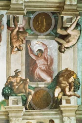 De Sixtijnse Kapel; plafondschilderingen na restauratie (fresco)