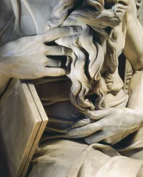 Handen van Mozes, detail van het graf van Julius II, circa 1515