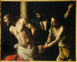 De geseling van Christus aan de zuil. Schilderij van Michelangelo Merisi, genaamd Caravaggio of il Caravaggio (1571-1610), 1607. H. 1,34 x 1,75 m, Rouen, Museum voor Schone Kunsten