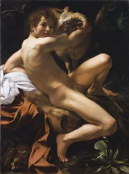 Sint Johannes de Doper. Barokschilderij van Michelangelo Merisi detto il Caravaggio (Caravaggio)
