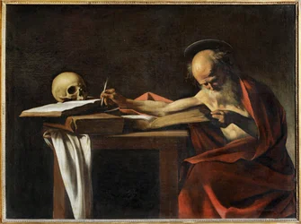 Heilige Hiëronymus schrijft ... (schilderij op doek)