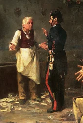 Detail van Een spelletje Trumps of Ruzie in Trastevere met politieagent en herbergier