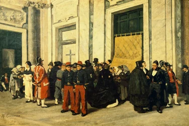 Inkomhal van Santa Maria Maggiore, ca. 1865, door Michele Cammarano