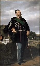 Portret van Victor Emmanuel II, eerste koning van Italië (olieverf op doek)