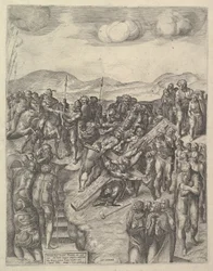 De kruisiging van Sint Petrus, naar de fresco
