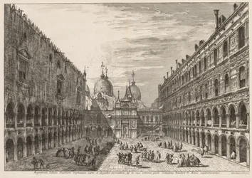 Gezichten van Venetië: De binnenplaats van het Dogepaleis, 1741