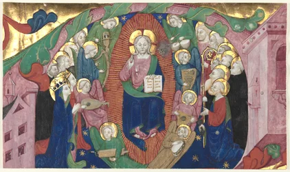 Fragment van een historiated initiaal uit een koorboek: Christus in majesteit, ca. 1400