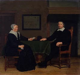 Portret van Adriaen Corver en zijn vrouw Rijckje Theulingh.