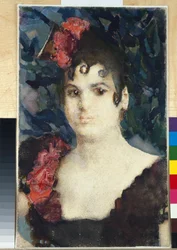 Portret van Tatyana Lyubatovich als Carmen in de opera van Georges Bizet