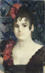 Portret van Tatyana Lyubatovich als Carmen, 1890s