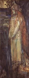 Zangeres Nadezhda Zabela-Vrubel als Prinses Volkhova in de opera Sadko van N. Rimsky-Korsakov, 1898