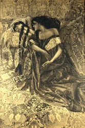 Tamara en Demon. Illustratie bij het gedicht De Demon van Mikhail Lermontov