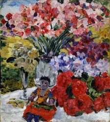 Bloemen en een pop, 1916