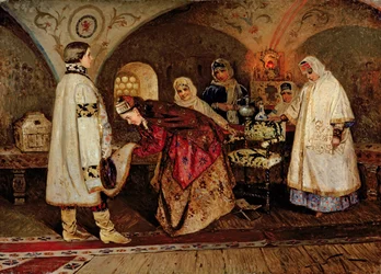Tsaar Alexei Mikhailovich (1629-76) ontmoet zijn bruid, Maria Miloslavasky, 1887